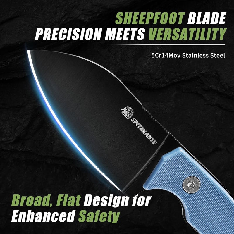 SPITZKANTE P-DA Neck Knife – EDC Fixed Blade Knife with Sheath and Necklace, 2.8" 5Cr14MoV Stainless Steel, Blue Handle for Hiking, Camping & Outdoor Use - Image 5